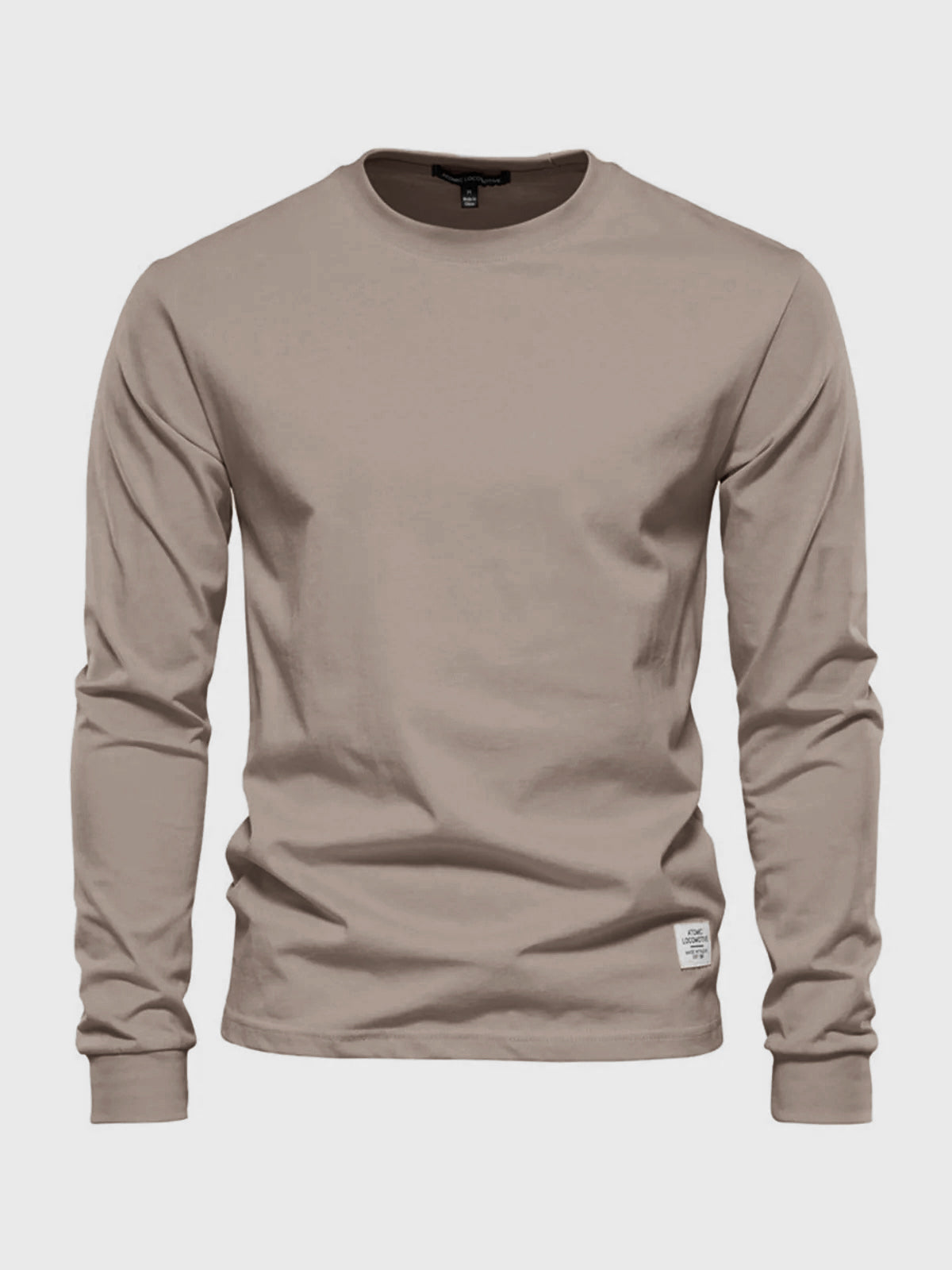 Men's long sleeve crew neck sweatshirt with ribbed cuffs and hem