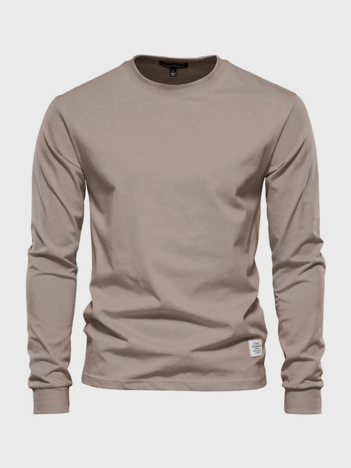 Men's long sleeve crew neck sweatshirt with ribbed cuffs and hem