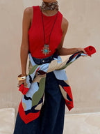 Women's multicolour geometric knit cardigan with V-neck