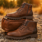 Men's urban ankle boots with laces, side zips and chunky tread soles