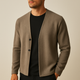 Men's plain knit cardigan with open front and buttons