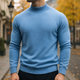 Men's plain ribbed mock neck sweater with long sleeves