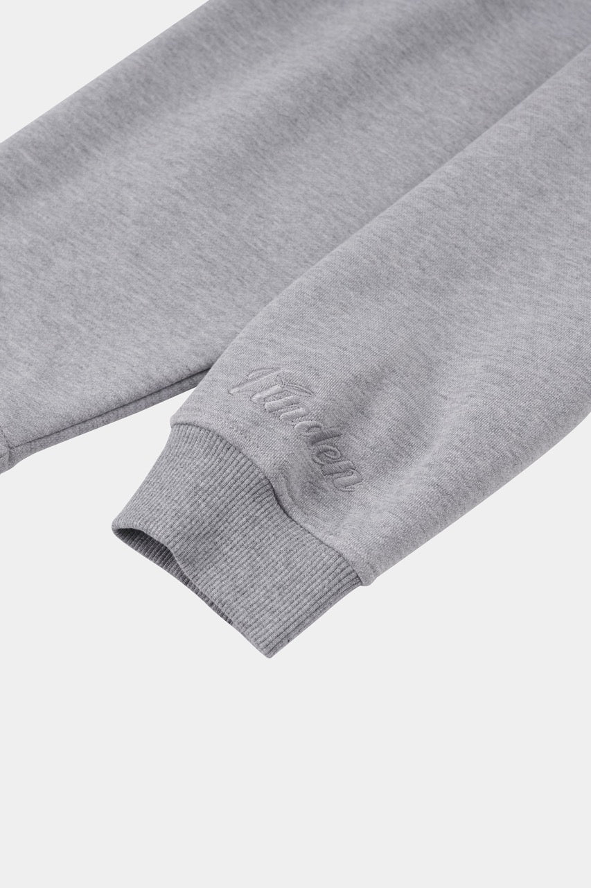 Unisex grey zip front hoodie with hood and pockets