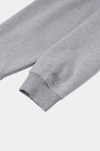 Unisex grey zip front hoodie with hood and pockets