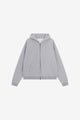 Unisex grey zip front hoodie with hood and pockets