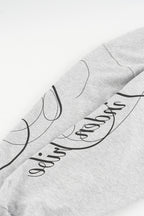 Men's grey hoodie with black script graphic, hood and kangaroo pocket