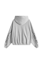 Men's grey hoodie with black script graphic, hood and kangaroo pocket