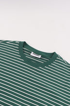 Women's green and white striped long sleeve shirt