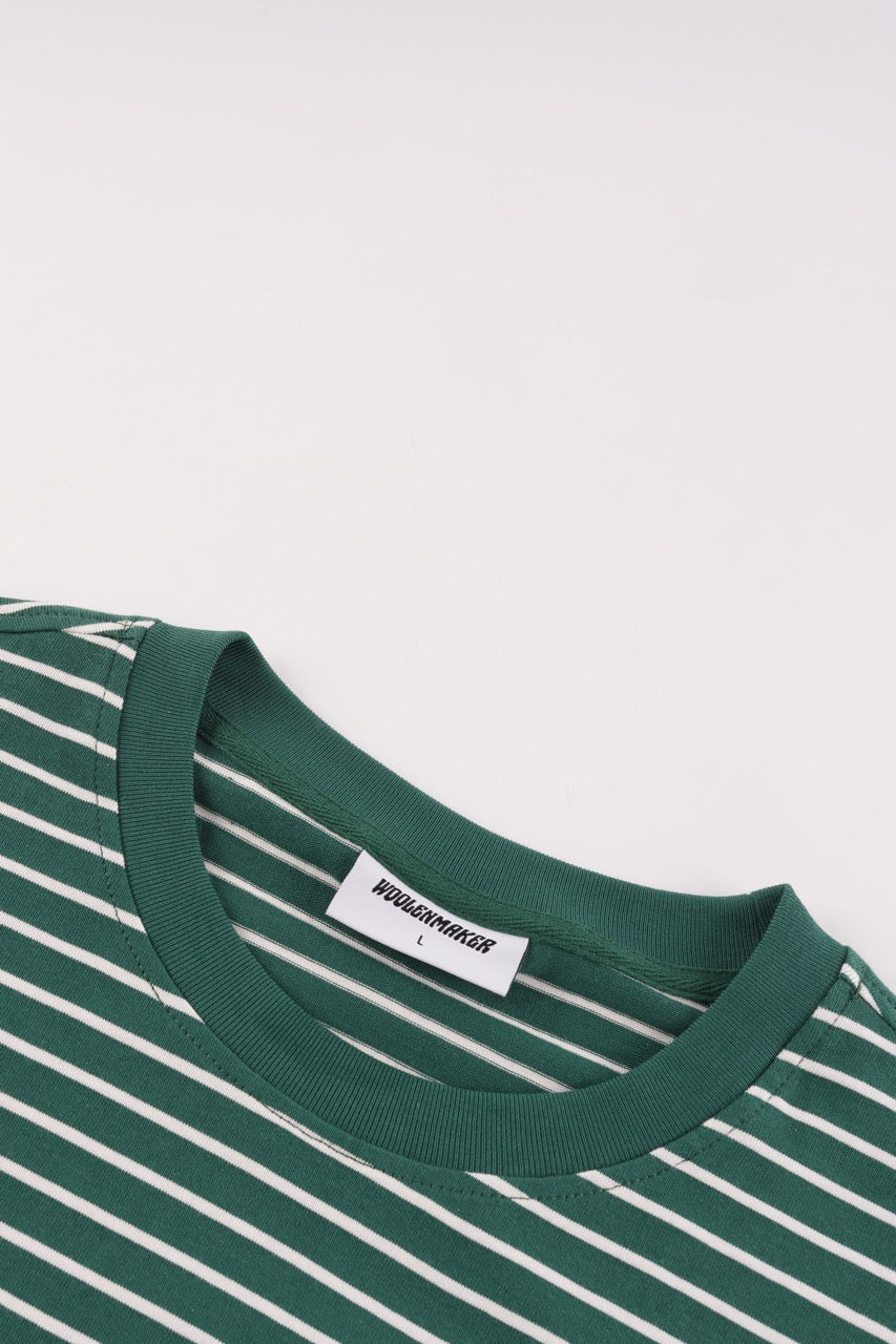 Women's green and white striped long sleeve shirt