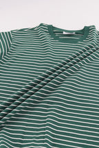 Women's green and white striped long sleeve shirt