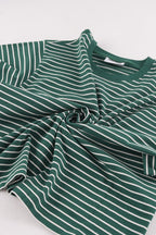 Women's green and white striped long sleeve shirt