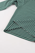 Women's green and white striped long sleeve shirt