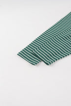 Women's green and white striped long sleeve shirt