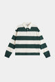 Green and cream striped rugby sweatshirt with collar