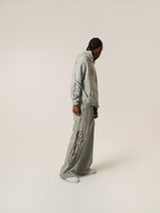 Men's grey hoodie with black script graphic, hood and kangaroo pocket