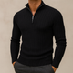 Men's ribbed half-zip sweater with high collar and long sleeves
