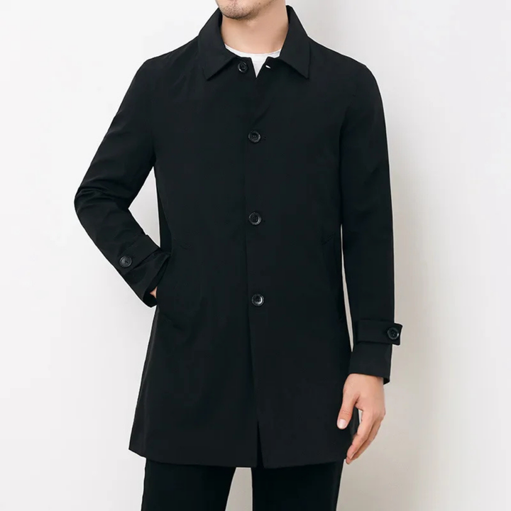 Men's Single-Breasted Mid-Length Trench Coat