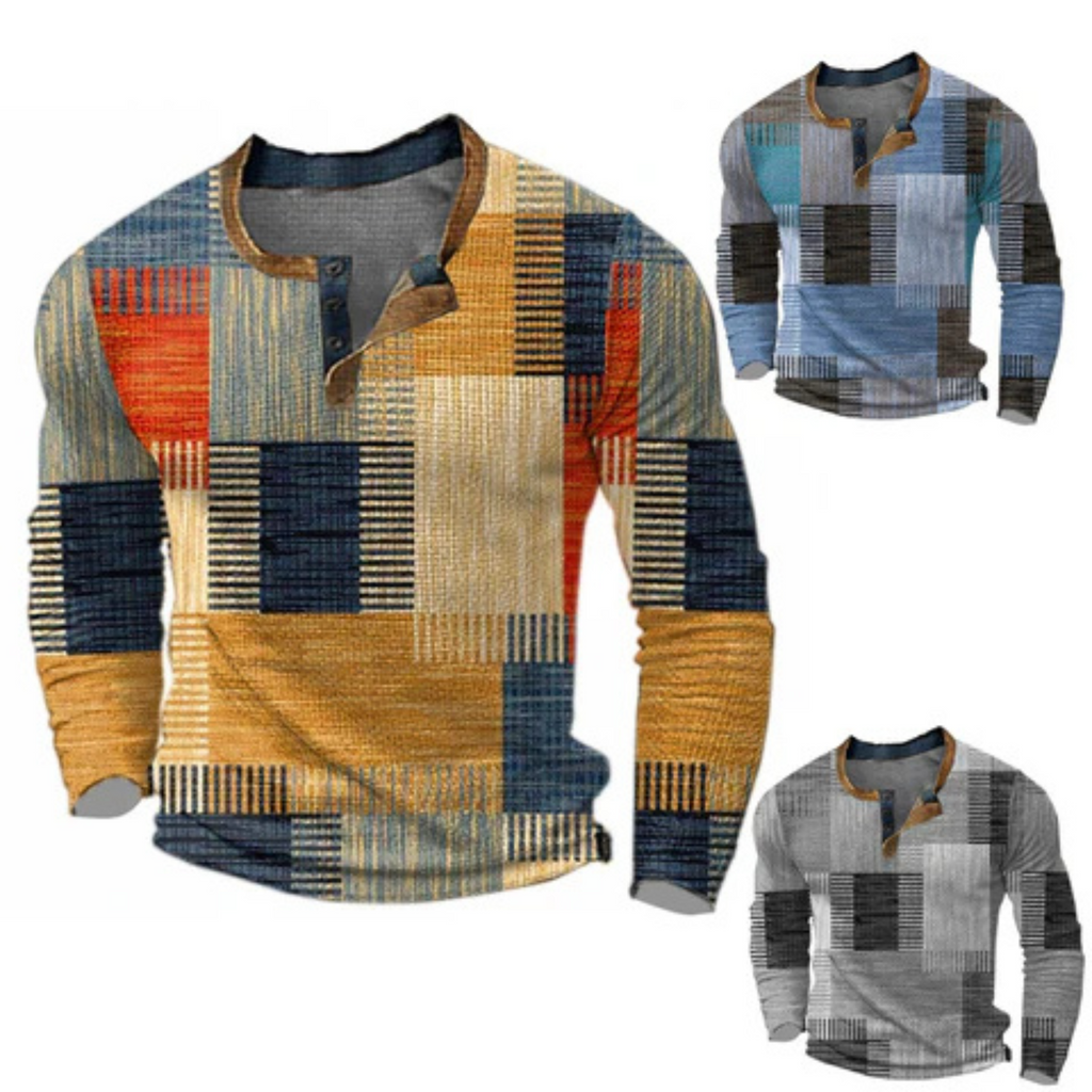 Men's textured crew-neck jumper with long sleeves