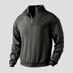 Men's cable knit half-zip sweater with high neck