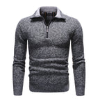 Men's textured half-zip jumper with turn-down collar