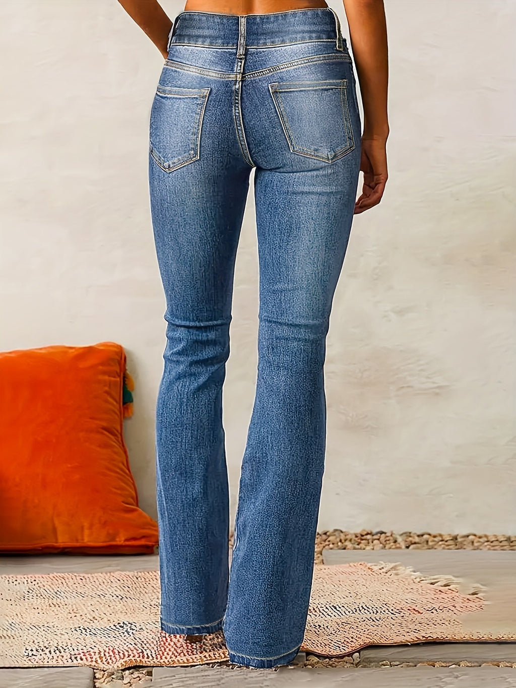 Women's high-rise flare jeans with button fly