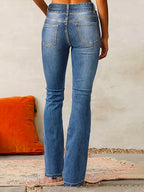 Women's high-rise flare jeans with button fly