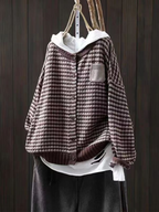 Women's textured knit cardigan with button front and chest patch pocket