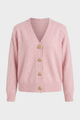 Women's V-neck cardigan with decorative heart-shaped buttons