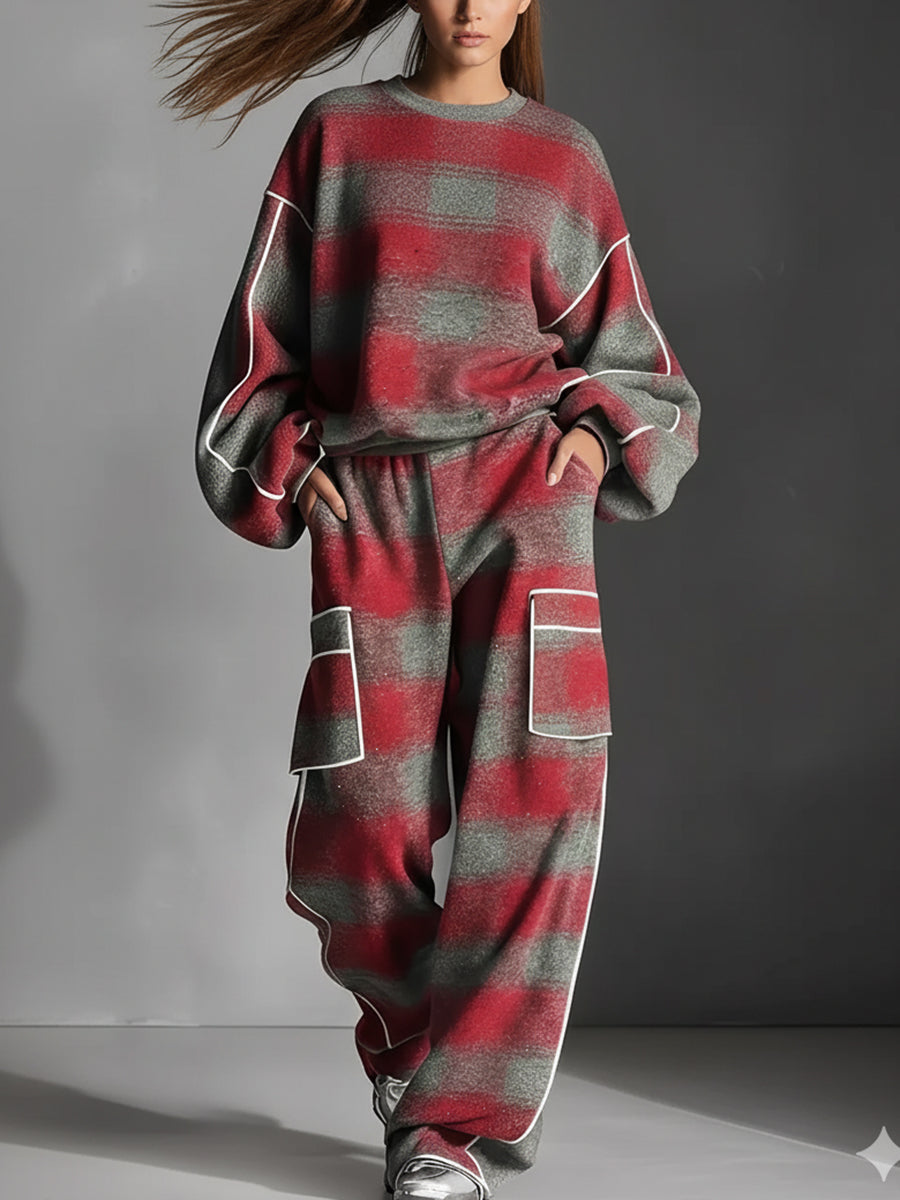 Women's loose striped contrast sweatshirt