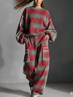 Women's loose striped contrast sweatshirt