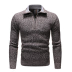 Men's textured half-zip jumper with turn-down collar