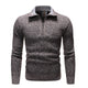 Men's textured half-zip jumper with turn-down collar