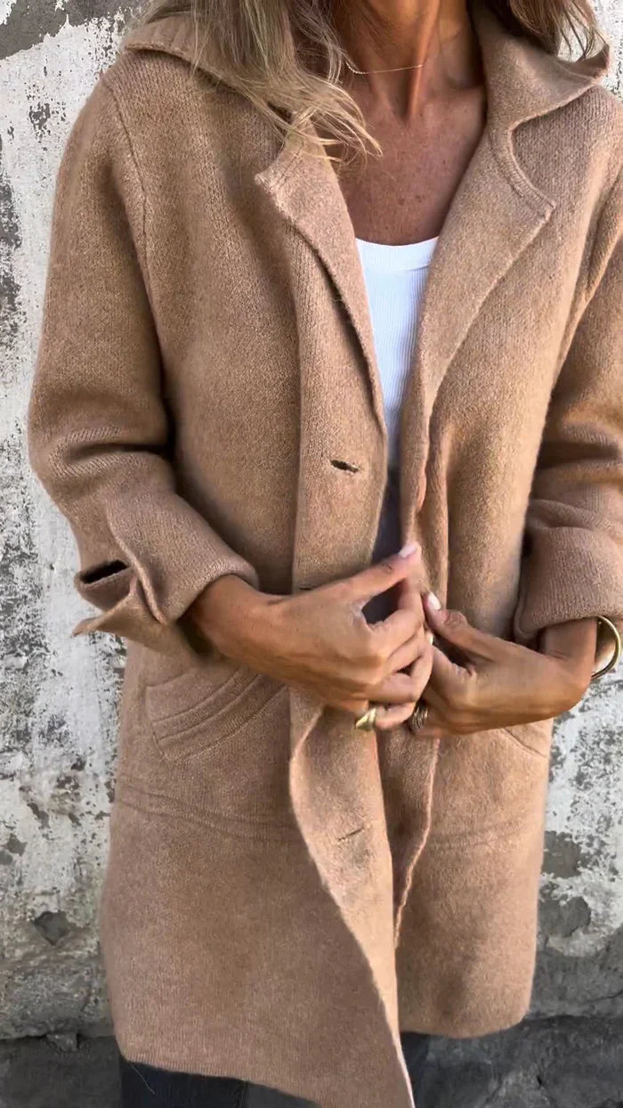 Women's single-breasted lapel coat