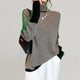 Women's high-neck chevron sweater with contrast sleeve panels