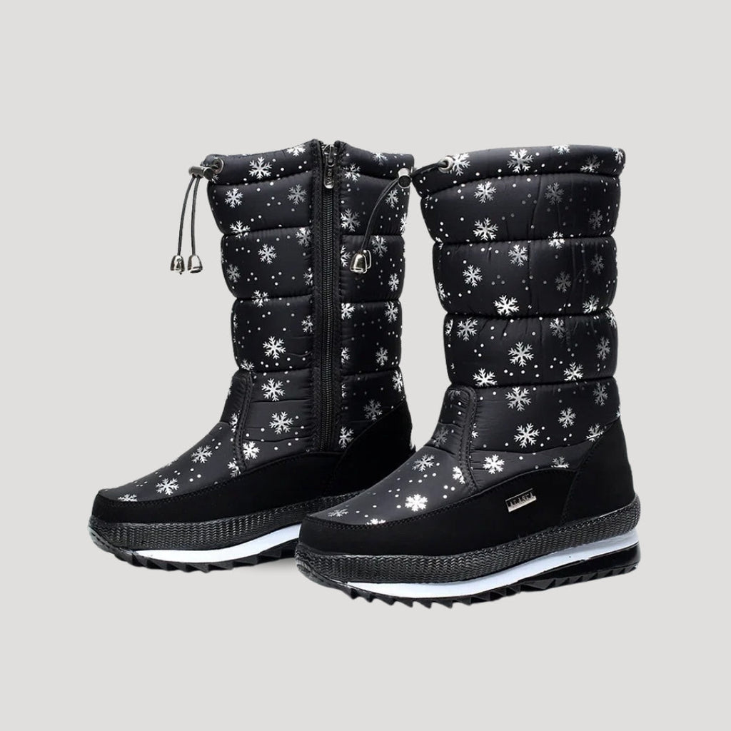 Women's padded winter boots with side zippers and ridged soles