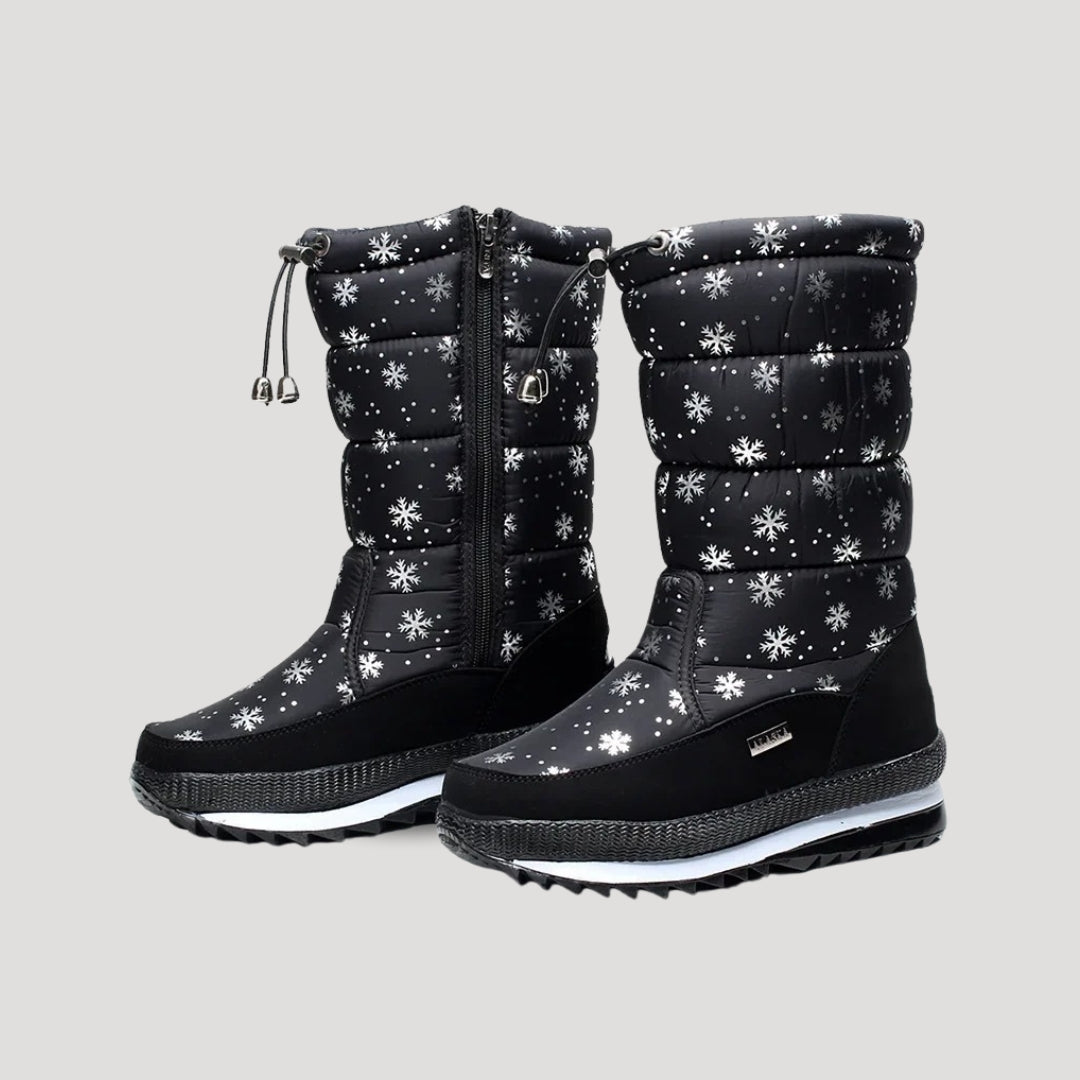 Women's padded winter boots with side zippers and ridged soles