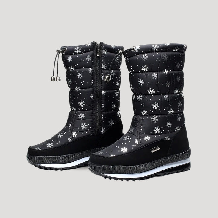 Women's padded winter boots with side zippers and ridged soles