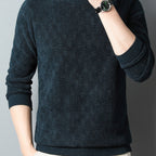 Men's textured crew neck jumper with long sleeves