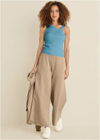 Women's blue ribbed twist detail sweater tank