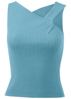 Women's blue ribbed twist detail sweater tank