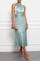 Women's Satin Halter Neck Midi Dress