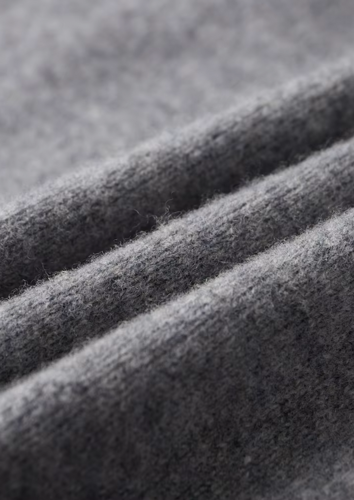 Men's two-tone grey knit tracksuit set with a zip jacket and drawstring trousers