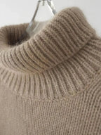 Women's plain turtleneck sweater with ribbed collar and cuffs