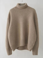 Women's plain turtleneck sweater with ribbed collar and cuffs