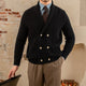 Men's textured knit cardigan with shawl collar and button fastening