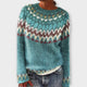 Women's patterned knit jumper with round neckline and long sleeves