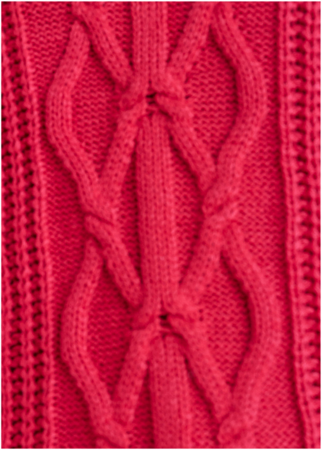 Women's red cable knit V-neck sweater with long sleeves
