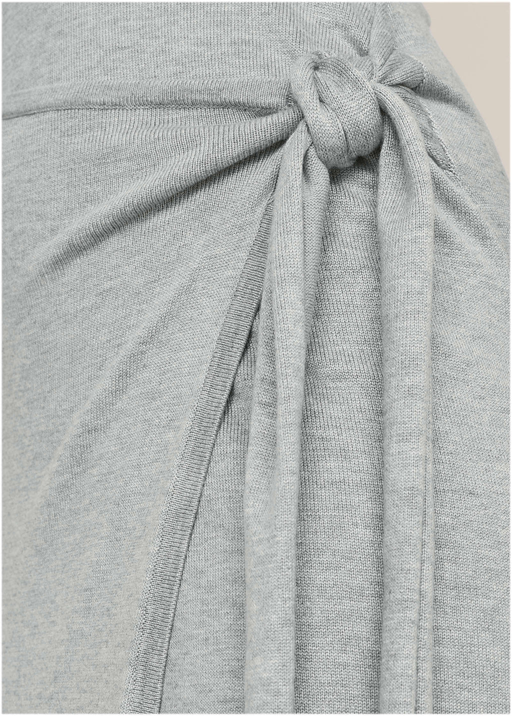 Women's gray tie-side sweater midi dress with mock neck