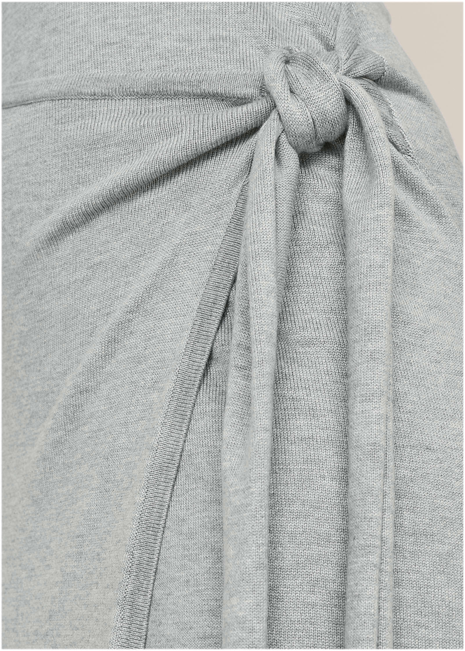 Women's gray tie-side sweater midi dress with mock neck