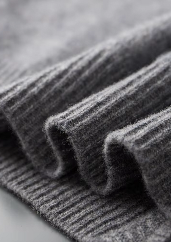Men's two-tone grey knit tracksuit set with a zip jacket and drawstring trousers